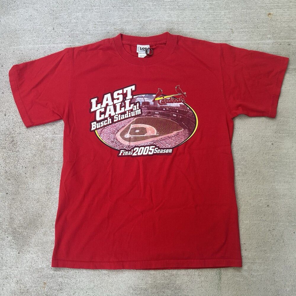 St Louis Cardinals Shirt Mens M Red Lee Sport 2005 Busch Stadium MLB Baseball